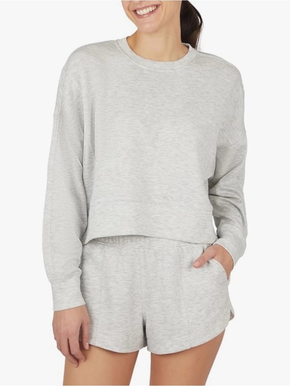 Yogalicious Super Soft Oversized Light Gray Sweatshirt -M - Picture 1 of 7
